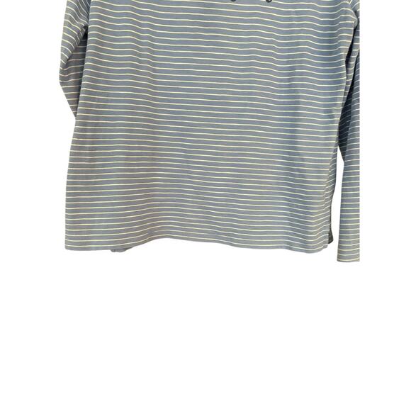 Talbots Striped Bee Kind Shirt Top Embroidered L 100% Cotton Summer Comfy Soft - Picture 7 of 9